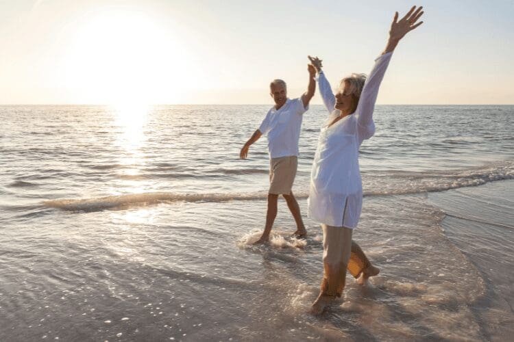 Couple walking on the beach